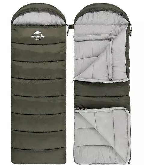 Мешок спальный Naturehike U250, (190х30)х75 см, (правый) (ТК: +6C), темно-зеленый