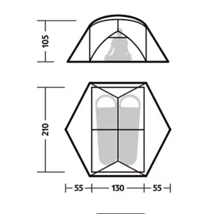 Палатка Naturehike Mongar UL 2-местная, алюминиевый каркас, сверхлегкая, песочная