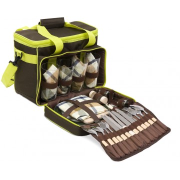 Набор для пикника на 4 персоны NISUS коричнево-зеленый