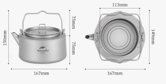 4 Чайник походный Naturehike 1 л., титановый