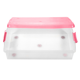 3 Короб для хранения IRIS THIN BOX 85л, прозрачный-розовый