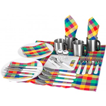 Набор для пикника на 4 персоны HELIOS серо-голубой