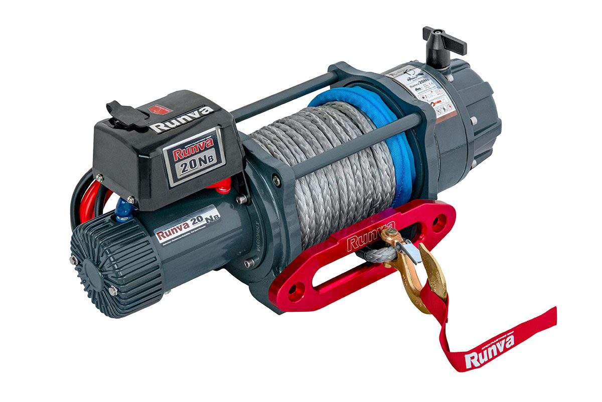 Лебёдка электрическая 24V Runva EWB20000USR24V влагозащищенная, синтетический трос