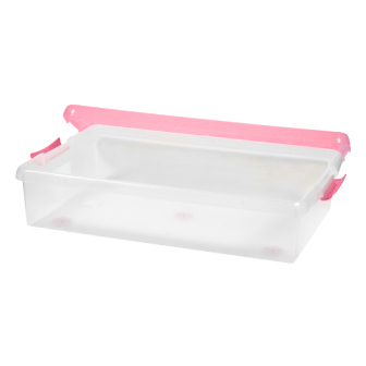 4 Короб для хранения IRIS THIN BOX 34л, прозрачный-розовый