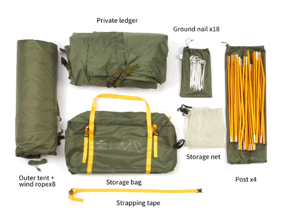 Палатка Naturehike KOTA 4, 4-местная, алюминиевый каркас, олива