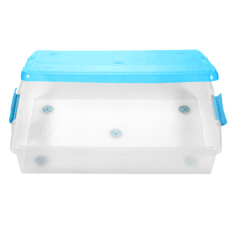 3 Короб для хранения IRIS THIN BOX 34л, прозрачный-голубой