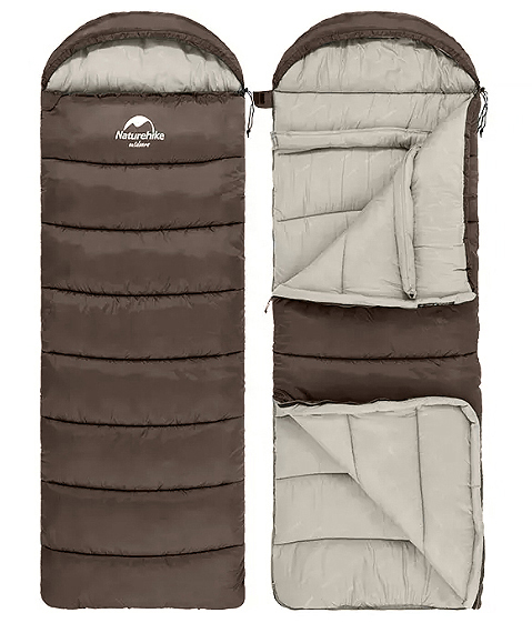 Мешок спальный Naturehike U250S, (190х30)х75 см, (правый) (ТК: 0C), коричневый