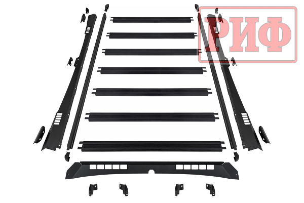 Багажник экспедиционный (платформа) алюминиевый РИФ 1100х1690 мм для Niva Travel с рейлингами под балку Aurora ALO-S5D1-10-R5Q (с крепежом)