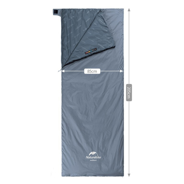 Мешок спальный Naturehike LW180, 205х85 см, (ТК: +15C), серо-голубой