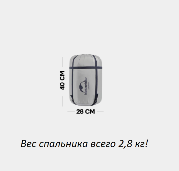 Мешок спальный Naturehike M Series DBL250, с подушками 215х145 см, (ТК: +15C), серо-зеленый