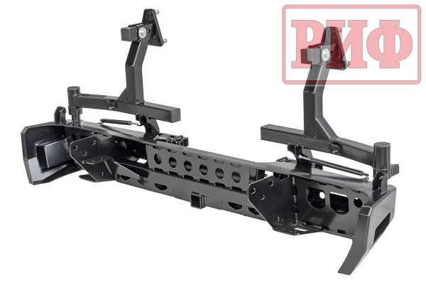 Бампер РИФ силовой задний Toyota Tundra 07-13 с квадратом под фаркоп, 2-мя калитками и фонарями