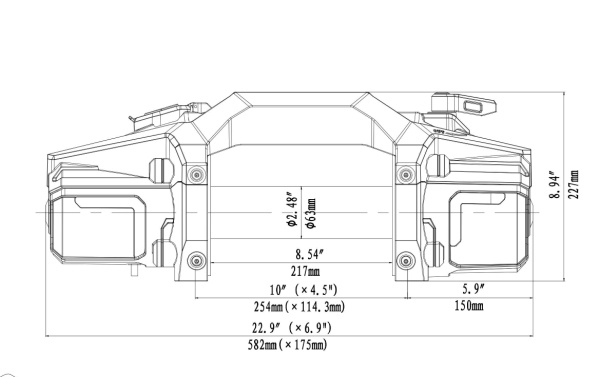Лебёдка автомобильная электрическая 12V Runva EWXT10000FSR 4500 кг синтетический трос