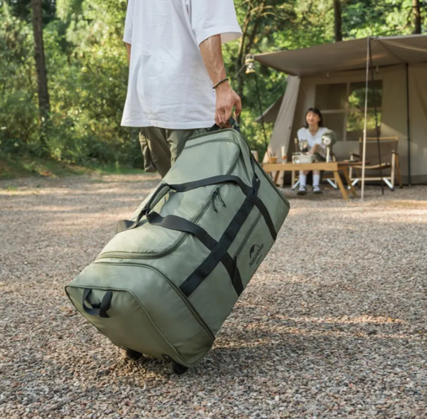 3 Сумка дорожная Naturehike, с колесами, 88 л., зеленая