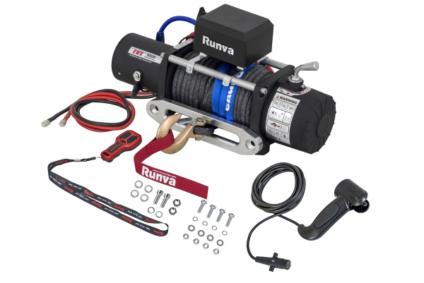 Лебёдка электрическая 24V Runva 9500 lbs 4350 кг (синтетический трос)