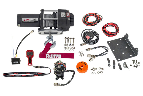Лебёдка электрическая 12V Runva 3500A lbs 1588 кг (синтетический трос)