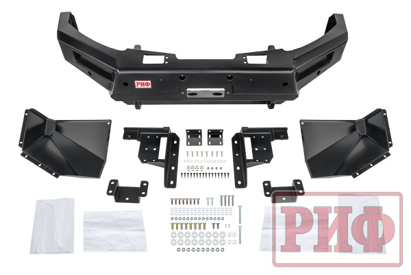Бампер РИФ силовой передний Mitsubishi Pajero Sport 2015-2020 под доп. фары и парктроник (фары в комплект не входят)