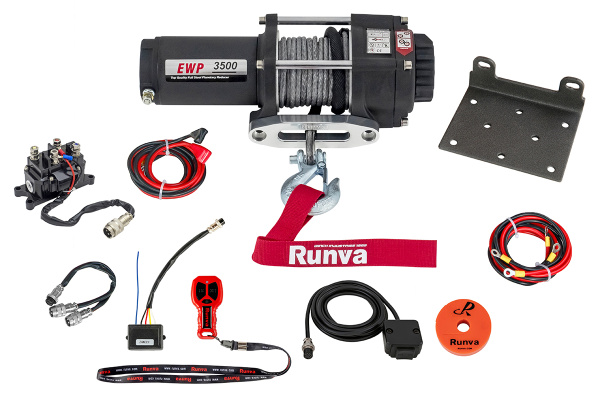 Лебёдка электрическая 12V Runva 3500A lbs 1588 кг (синтетический трос)