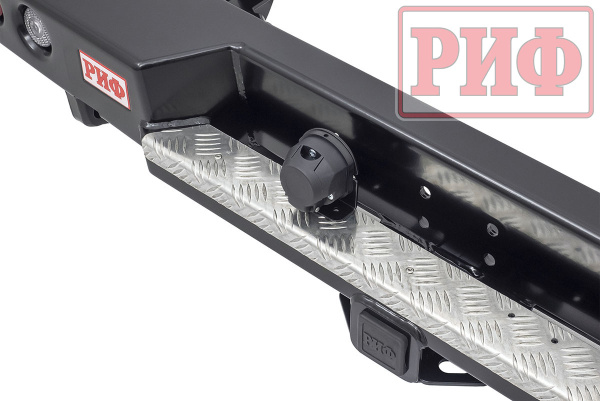 Бампер РИФ силовой задний Toyota Land Cruiser 78 2007+ с квадратом под фаркоп и фонарями