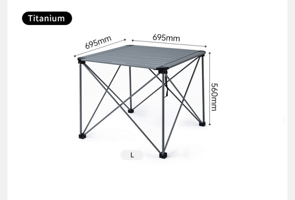 Стол туристический Naturehike Yamami L03 алюминиевый, 69,5х69,5х56 см, складной, титаниум