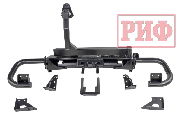 Бампер РИФ силовой задний УАЗ Патриот 2005+ c квадратом под фаркоп и калиткой, стандарт Бампер РИФ силовой задний УАЗ Патриот 2005+ c квадратом под фаркоп и калиткой, стандарт