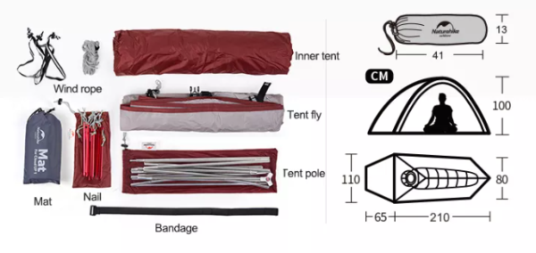 Палатка Naturehike Cloud Up 1-местная, алюминиевый каркас, сверхлегкая, зеленая