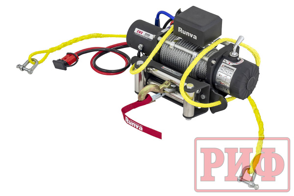 Лебёдка переносная РИФ 9500S c квадратом для фаркопа, стальной трос (облегченная) Лебёдка переносная РИФ 9500S c квадратом для фаркопа, стальной трос (облегченная)