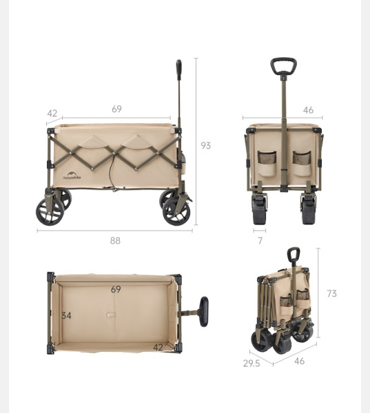 1 Тележка туристическая Naturehike 88х46х93 см, серая 1 Тележка туристическая Naturehike 88х46х93 см, серая