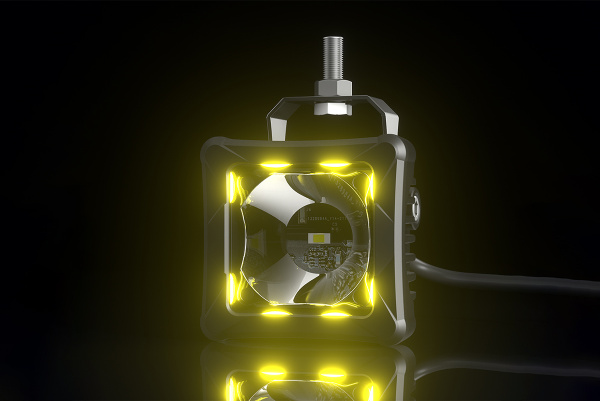 Светодиодные фары дальнего света AURORA 76x76 мм 30W с RGB подсветкой (комплект 2 шт)