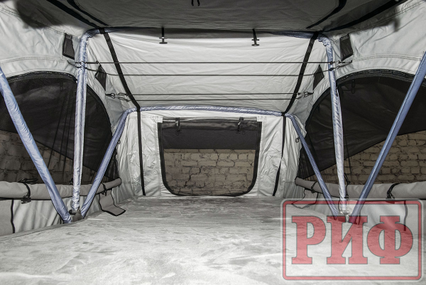 3 Палатка на крышу автомобиля РИФ Soft RT02-140 PRO, тент серый, 400 гр., 140х(240+70)х115 см 3 Палатка на крышу автомобиля РИФ Soft RT02-140 PRO, тент серый, 400 гр., 140х(240+70)х115 см
