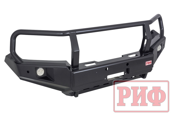 Бампер РИФ силовой передний TLC 200 2007-2015 c доп. фарами, защитной дугой и защитой бачка омыв.
