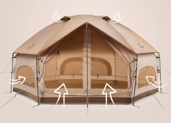 1 Палатка Naturehike шестиугольная 4-местная, алюминиевый каркас, темно-зеленый