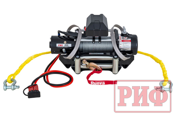 Лебёдка переносная РИФ 9000U c квадратом для фаркопа, стальной трос (облегченная)