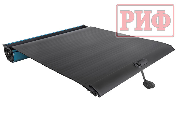 Крышка кузова РИФ для Mitsubishi L200 2024+, роллета раздвижная, алюминиевая, черная 1550x1533 мм