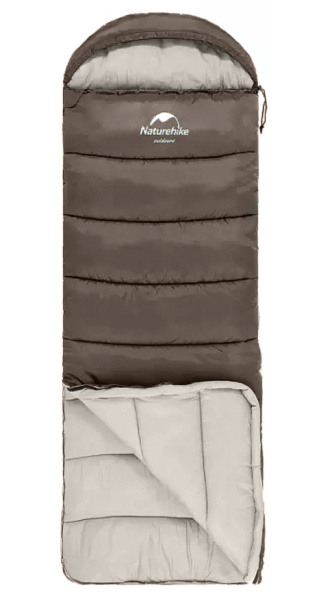 1.Мешок спальный Naturehike U250S, (190х30)х75 см, (правый) (ТК: 0°C), коричневый
