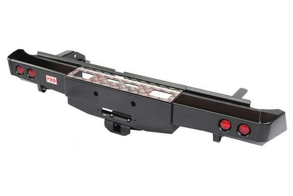 Бампер РИФ задний Nissan Navara D40 2010+ с площадкой под лебёдку, квадратом под фаркоп и фонарями