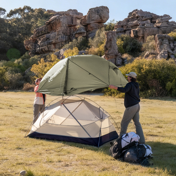 Палатка Naturehike Mongar PRO 3-местная, алюминиевый каркас, олива (зеленая)