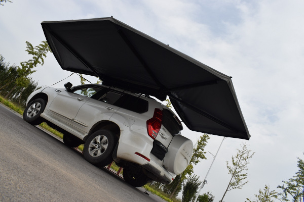 4 Маркиза автомобильная РИФ веерная, безопорная 2,3х2 м (левая), увеличенная, серая