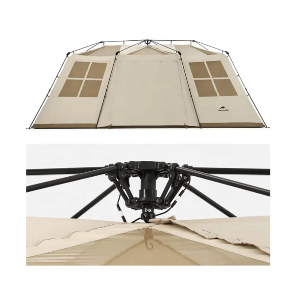 1.Палатка туристическая Naturehike Village 4-местная, алюминиевый каркас, коричневый