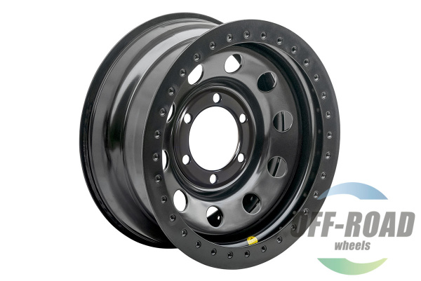 Диск усиленный стальной черный 6x139,7 8xR16 d110 ET-19 с двойным бедлоком (красный)