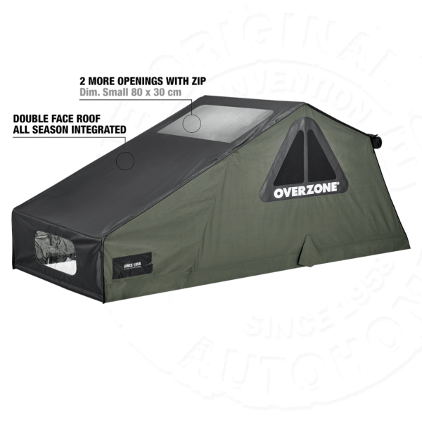 1.1 Палатка на крышу автомобиля AUTOHOME OVERZONE SMALL STANDARD, тент песочный, лестница 220 мм