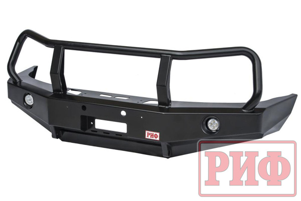 Бампер РИФ силовой передний УАЗ Патриот 2005+ с доп. фарами и защитной дугой (под парктроник) Бампер РИФ силовой передний УАЗ Патриот 2005+ с доп. фарами и защитной дугой (под парктроник)