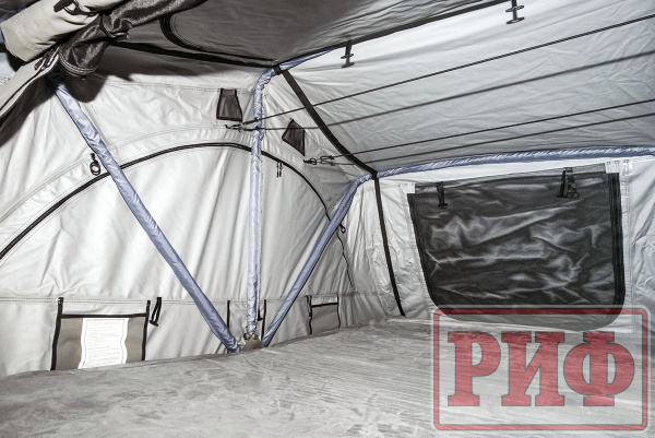 Палатка на крышу автомобиля РИФ Soft RT02-120 PRO, тент серый, 120х(240+70)х115 см