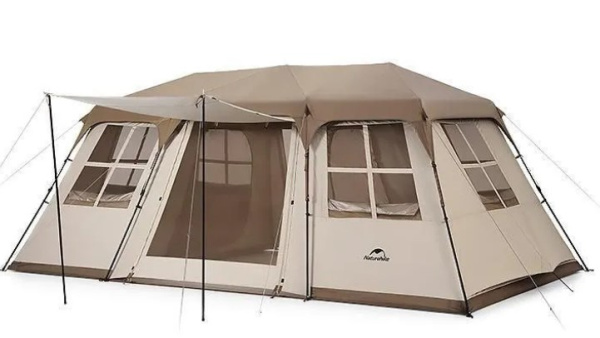 Палатка Naturehike Village 17, 4-местная, автоматическая, алюминиевый каркас, коричневая