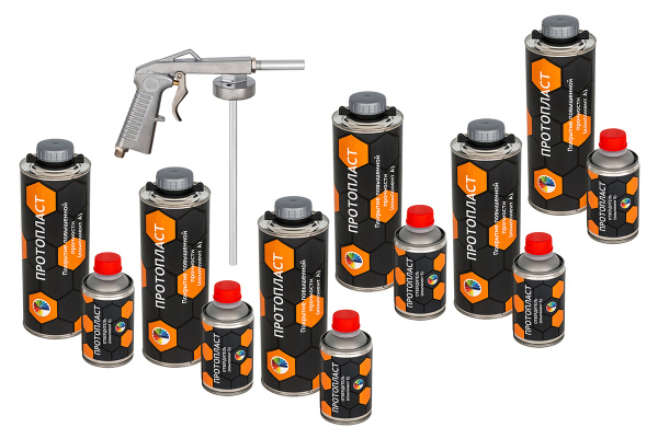 Покрытие защитное повышенной прочноcти колеруемое ПРОТОПЛАСТ, с отвердителем 6 л и пистолетом