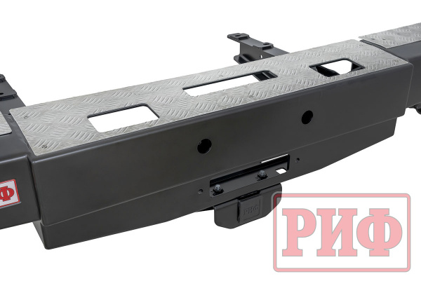 Бампер РИФ силовой задний для ГАЗ Соболь с площ. под лебёдку, квадратом под фаркоп и фонарями стандарт