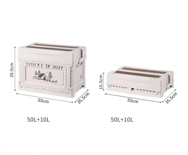 3 Ящик туристический Naturehike 50+10 л, трансформер, со столешницей, бежевый