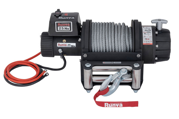 Лебёдка электрическая 12V Runva EWB25000S влагозащищенная, стальной трос