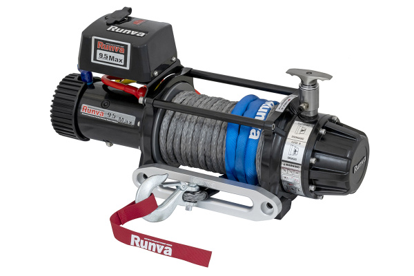 Лебёдка автомобильная электрическая 24V Runva EWB9500MAX-Q-SSRMAC24V 4350 кг MAX влагозащищенная, комбинированный роспуск, синтетический трос