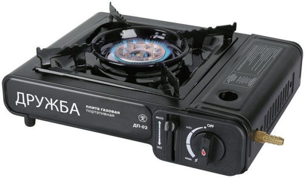 Плита газовая TOURIST ДРУЖБА, портативная, с переходником под бытовой баллон, в кейсе