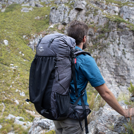 Рюкзак туристический Naturehike 60+5 л, Dyneema, черный